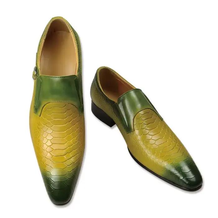 Moine décontracté chaussures de luxe pour hommes en cuir pleine fleur robe sociale livraison gratuite Schuhe Herren vert classique artisanat zapatos