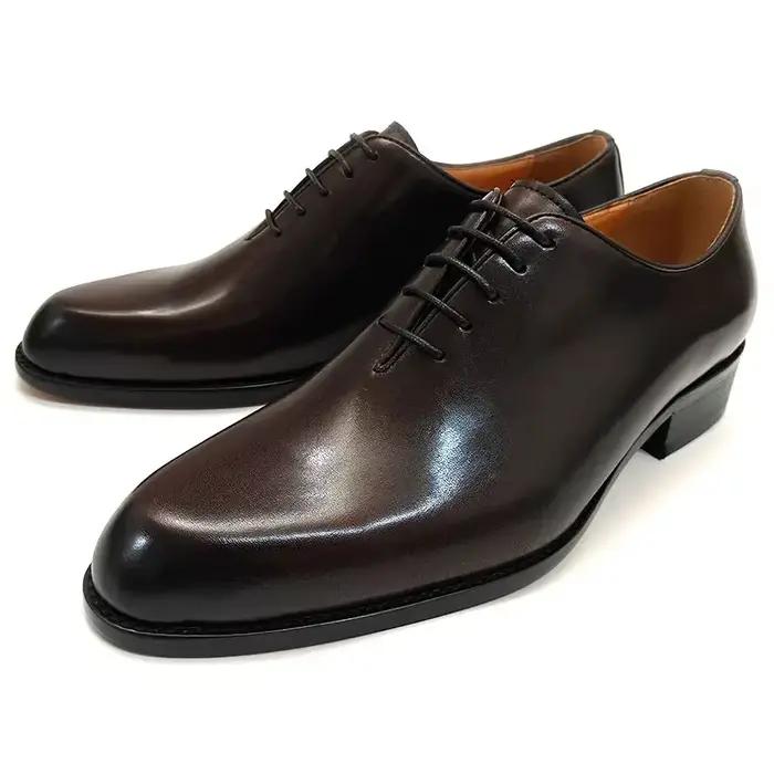 Chaussures en cuir pour hommes, chaussures Oxford décontractées faites à la main, de haute qualité, pour le travail et le bureau, pour Gentalman, confortables à lacets