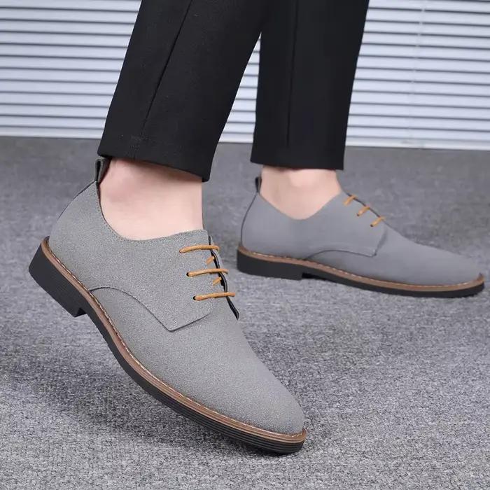 Oxfords-Chaussures provoqué en cuir suédé pour hommes