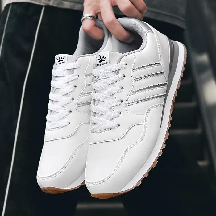 Chaussures PUAMSS en cuir artificiel pour homme, baskets de course respirantes et légères pour printemps et automne, idéales pour les courses, randonnées et style décontracté