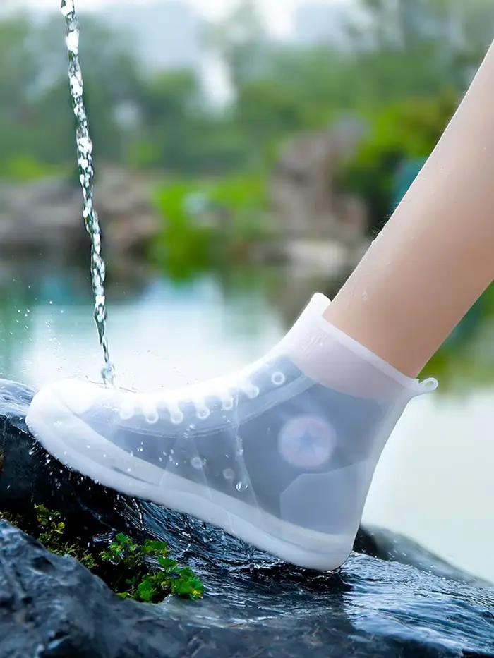 Couvre-chaussures imperméables en silicone, couvre-bottes de pluie montantes, surchaussures antidérapantes unisexe en caoutchouc résistant à l'eau pour jours de pluie