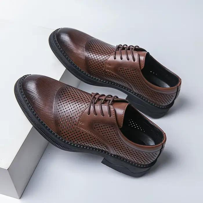 Oxford Derby Brogue en cuir véritable pour hommes