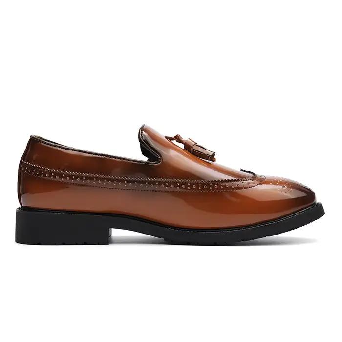Hommes en cuir verni sculpture richelieu mocassins affaires mariage Banquet tenue décontractée chaussures classique