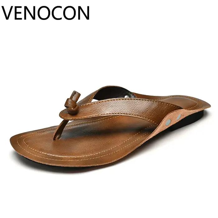Sandales VENOCON en cuir fendu pour hommes, style fashion, confort caoutchouc, polyvalence et élégance romaine pour toutes occasions décontractées