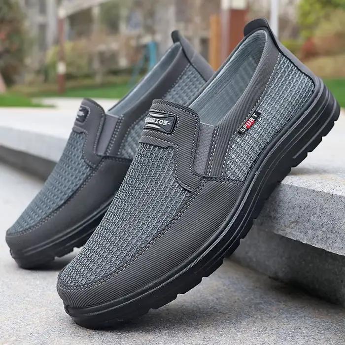 Chaussures de course tricotées tissées solides pour hommes légers respirants et antidérapants pour activités de plein air printemps automne