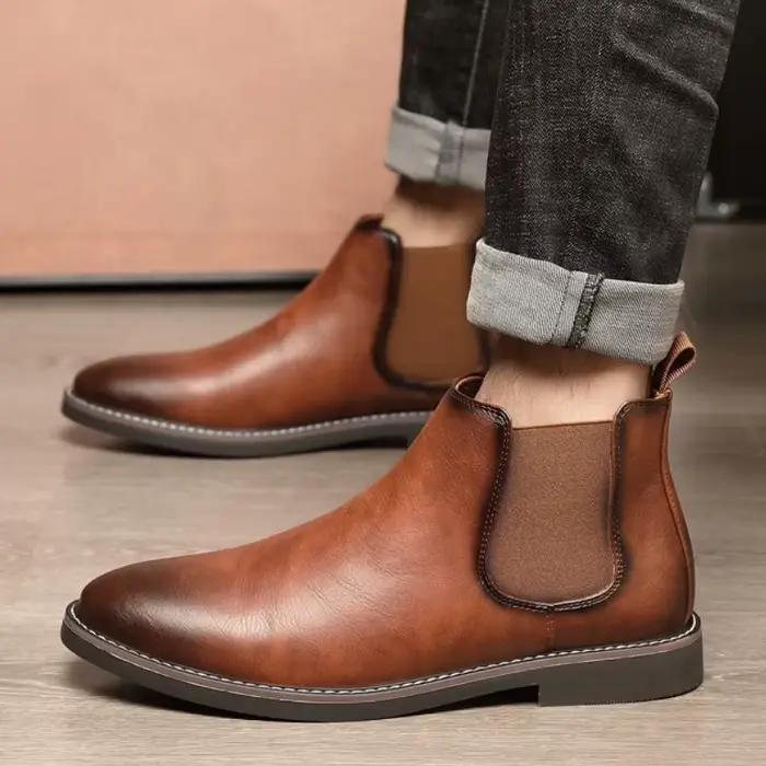 Bottines Chelsea en cuir pour hommes
