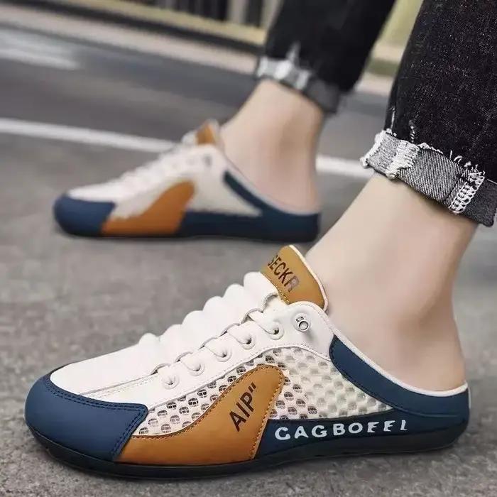 Hommes demi pantoufles pour hommes classique été chaussures décontractées respirantes semelle souple chaussures de soutien à fond plat en plein air homme Sneaker Zapatos