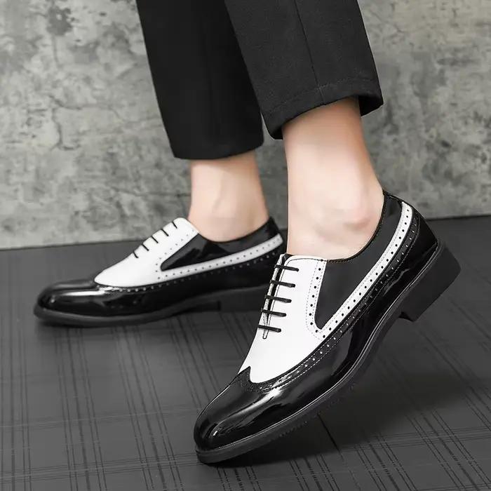 Chaussures Richelieu Haut de Gamme pour Hommes en Cuir Véritable – Mocassins Habillés pour Tenues Formelles