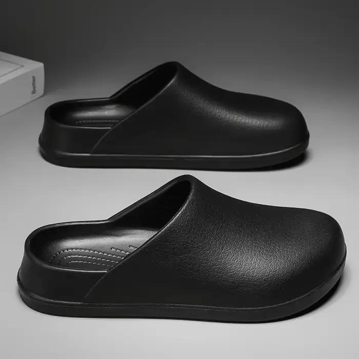 Chaussures de cuisine pour hommes, sabots de jardin imperméables, demi-chaussures fermées, pantoufles en caoutchouc, pour restaurant, hôtel, travail, été, plage