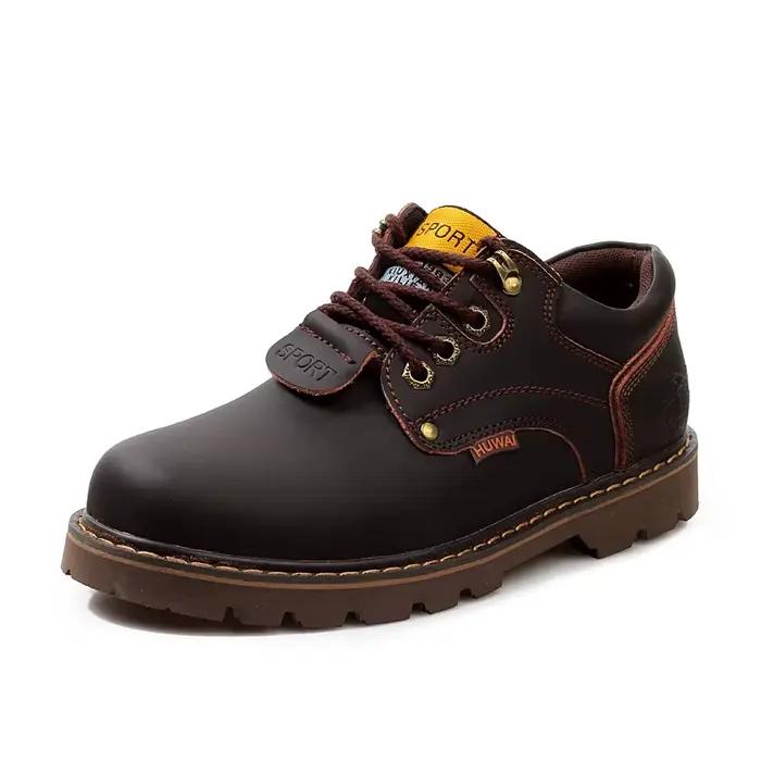 Marron hommes en cuir véritable chaussures décontractées marque bottes basses pour hommes travail chaussures de sécurité Couple outillage moto chaussures hommes