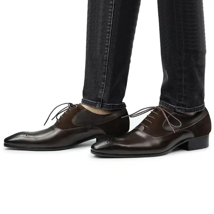Chaussures Oxford en cuir marron pour hommes