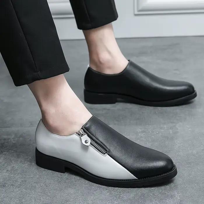 Chaussures habillées en cuir noir et blanc pour hommes