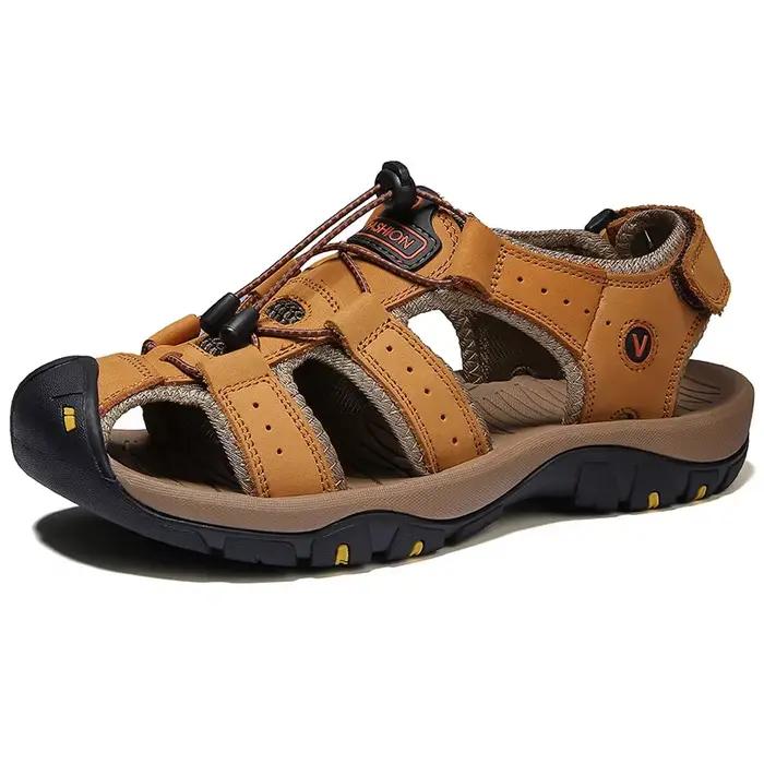 Sandales Homme 2026 en Cuir Véritable – Chaussures Décontractées pour Hommes