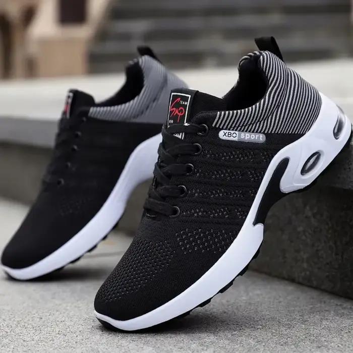 Chaussures de course respirantes en polyester pour hommes, semelle souple, coupe basse, parfaites pour les courses marathon et les sorties en plein air