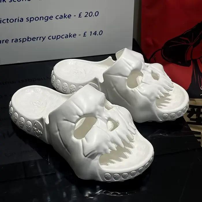 Sandales Antidérapantes à Motif de Crâne pour Homme et Femme, Pantoufles de dehors, Confortables, pour la Plage, Halloween, Optique pour la Maison, Chaussures Souples