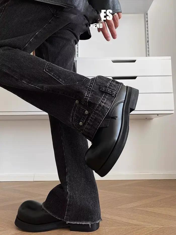 2025 hommes semelles épaisses augmenter la hauteur en cuir décontracté coiffeur à la mode Niche Design sens grande tête Derby chaussures