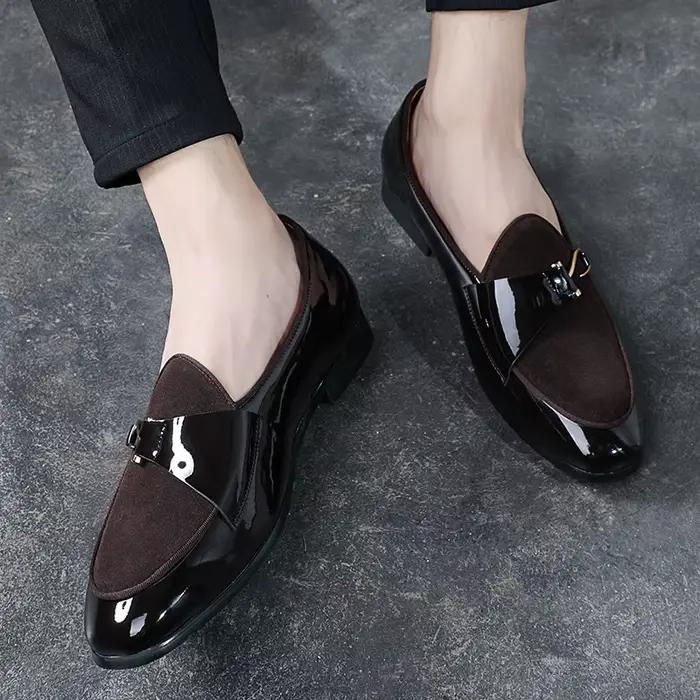 Chaussures en cuir décontractées pour hommes boucle chaussure de mariage de fête à la mode