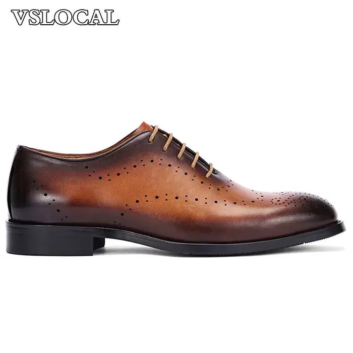 Chaussures en cuir à lacets pour hommes, chaussures Oxford formelles, Parker pointu, marron, robe décontractée, mariage, affaires, luxe