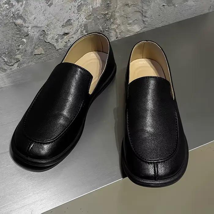 Chaussures plates en cuir véritable pour hommes