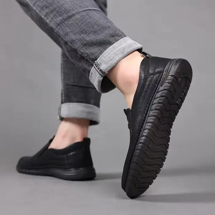 Mocassins rétro en cuir de vache véritable pour hommes