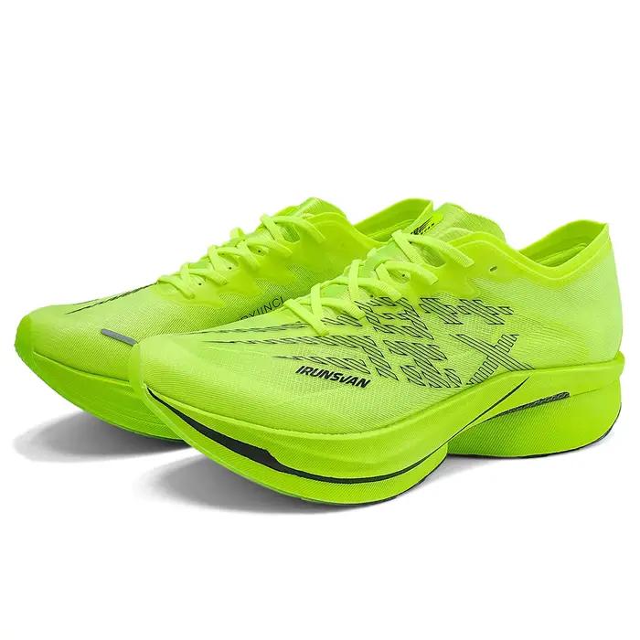 IRUNSVAN chaussures de course sur plaque de carbone pleine longueur avec maille de sport chaussures de course absorbant les chocs et rebond pour hommes Snd femmes