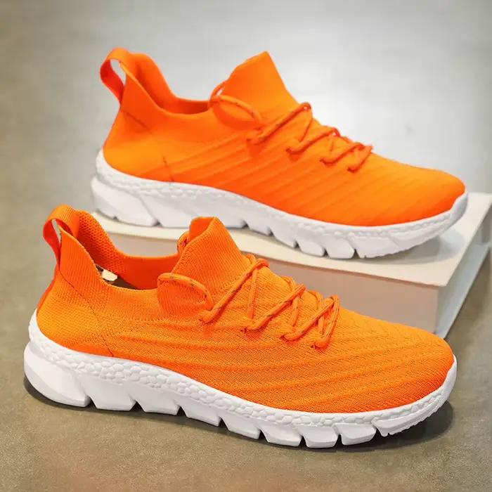 Baskets Orange pour hommes, nouvelles chaussures de sport pour hommes, chaussures de course légères et respirantes pour chaussures basses et décontractées simples