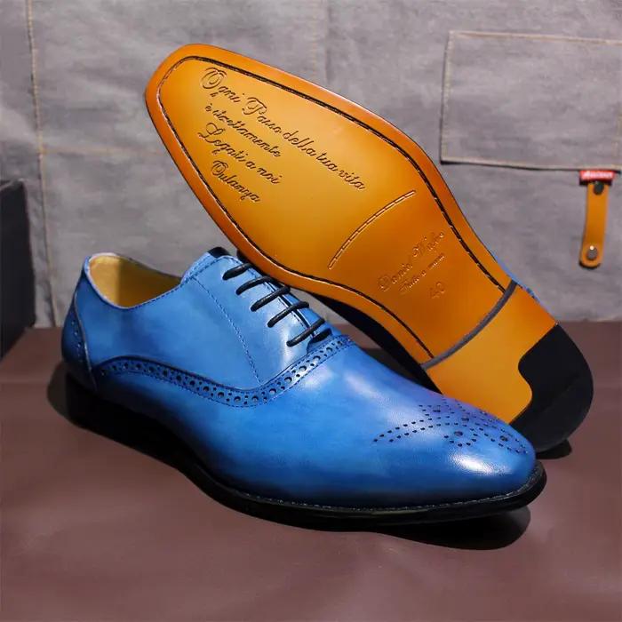 Chaussures Oxford à lacets en cuir véritable pour hommes