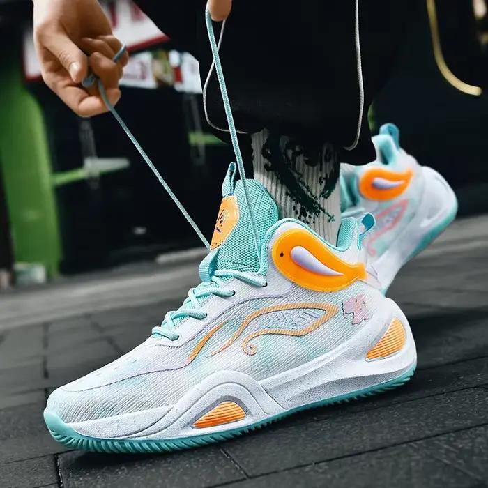 Chaussures de basket-ball pour hommes - Maille respirante, baskets légères pour l'entraînement et la compétition, chaussures de sport décontractées pour étudiants