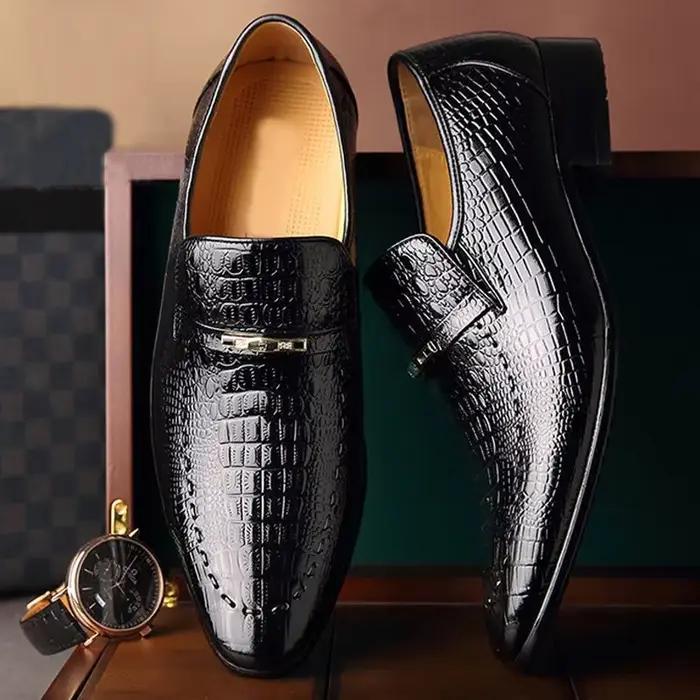 Chaussures de luxe pour hommes en cuir PU à motifs