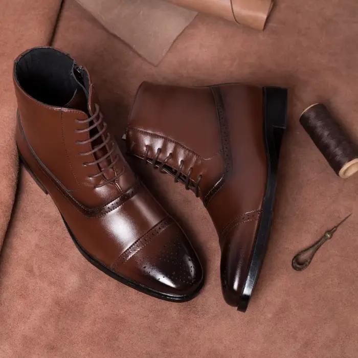 Bottes en cuir rétro Oxfords pour hommes
