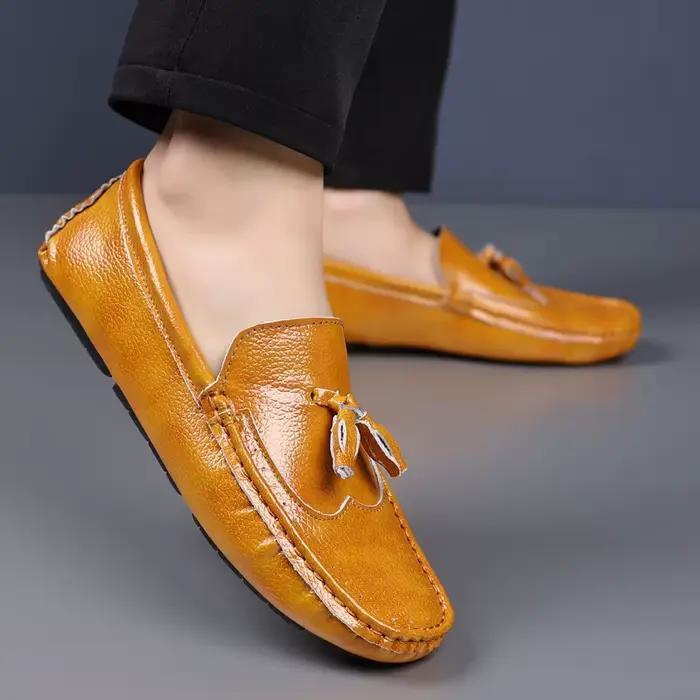 Mocassins Confortables en Cuir Marron pour Homme