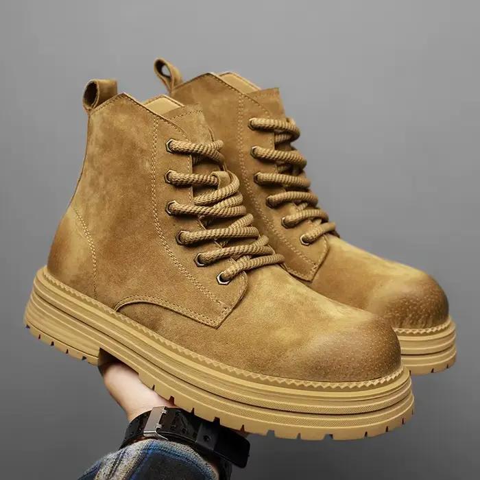 Bottines en cuir de vache pour homme, respirantes et imperméables, chaussures de marche et de randonnée élégantes pour occasions décontractées et sportives