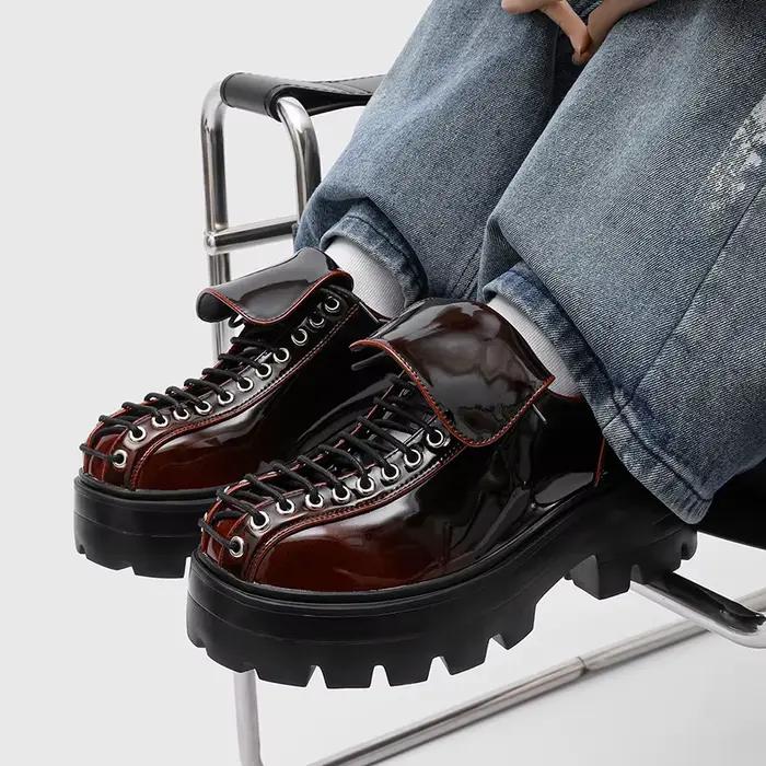 Chaussures Derby à bout rond homme ultra-cuir confort semelle épaisse caoutchouc pointure 38-46 occassions professionnelles et décontractées