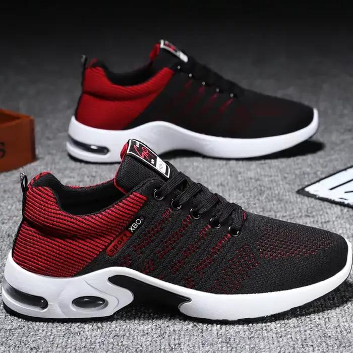 Chaussures de course respirantes en polyester pour hommes, semelle souple, coupe basse, parfaites pour les courses marathon et les sorties en plein air