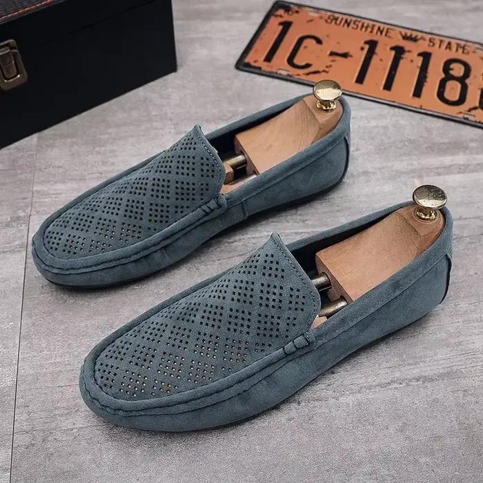 Chaussures d'été en daim pour hommes, décontractées, respirantes, légères, en cuir, de marche, coordonnantes, légères, pour conduire