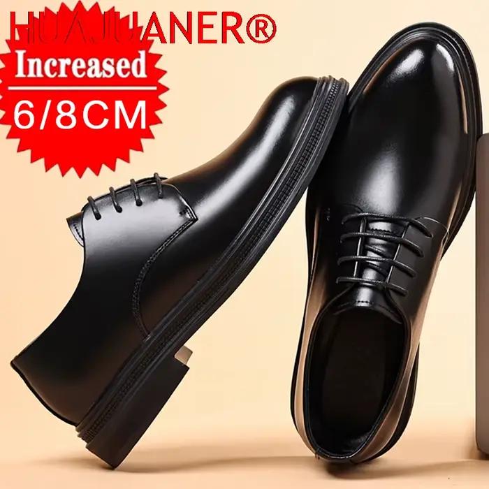 Chaussures habillées pour hommes style britannique à bout pointu et semelle épaisse