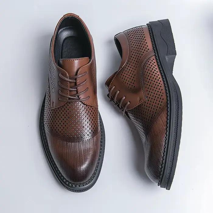 Oxford Derby Brogue en cuir véritable pour hommes
