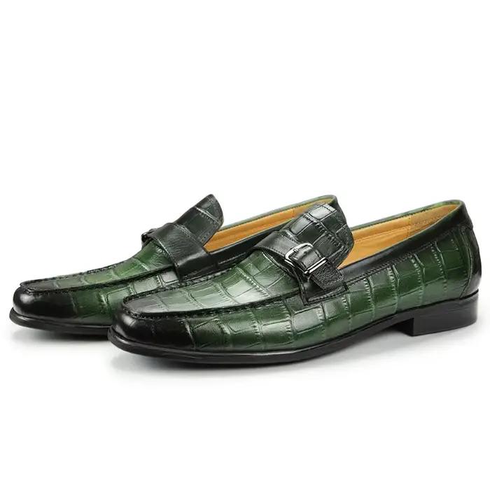 Penny – mocassins doublés en cuir pour hommes, chaussures de luxe pour hommes, mode décontractée, impression d'alligator, Zapato, boucle à enfiler
