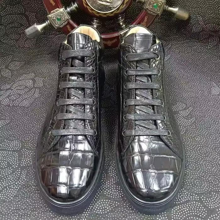 Baskets de luxe en peau de Crocodile pour hommes, 100% authentiques, durables, solides, de qualité supérieure, bottes