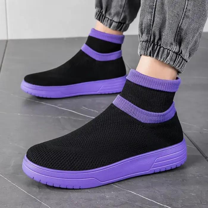 Chaussures chaussettes homme printemps 2026 respirantes en maille aérée baskets décontractées montantes haut talon sportives confortables pour homme