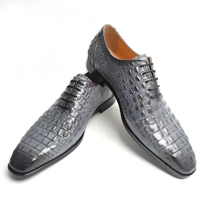 Oxford luxe classique chaussures De mariage pour hommes motif Crocodile Zapatos De Vestir Hombre à lacets haute qualité à lacets mariage