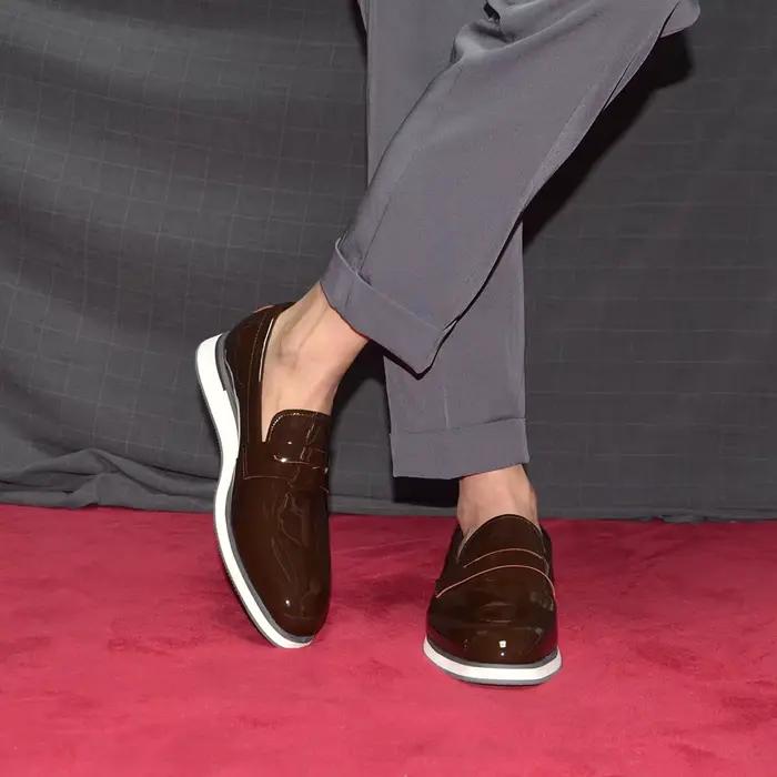 Chaussures Penny Loafer Décontractées de Luxe pour Homme, 5 Couleurs, en Cuir Verni Haut de Gamme, Mocassins Plats à Enfiler pour Affaires