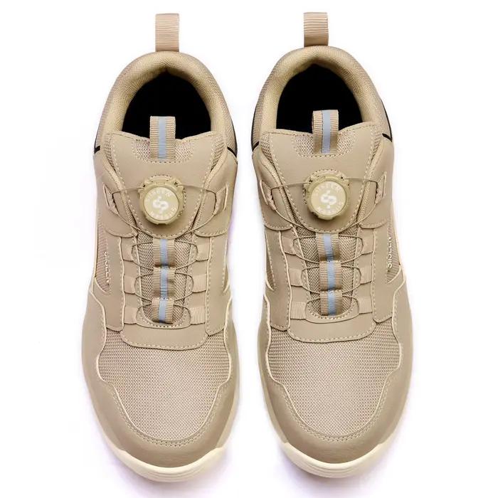 Chaussures de sécurité pour hommes, bout en acier, Anti-écrasement, caoutchouc Kevlar, fond antidérapant, chaussures de travail à boutons à la mode