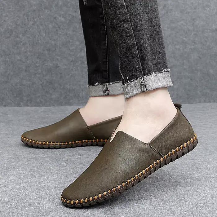 Jumpmore-Mocassins en cuir faits à la main pour hommes, chaussures de conduite décontractées, nouveau style, taille 39-48
