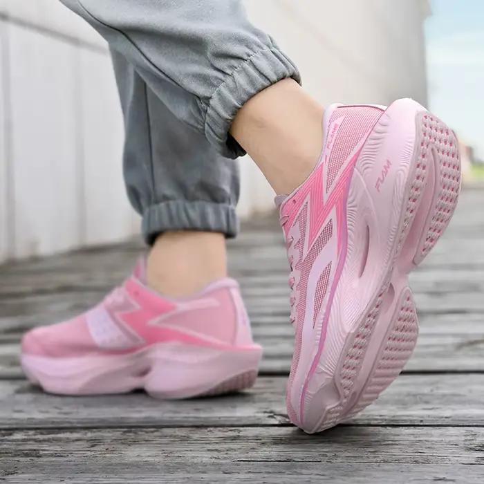 Chaussures de course à pied avec semelle en carbone pour hommes et femmes, stables et respirantes, pour marathons et entraînements sportifs