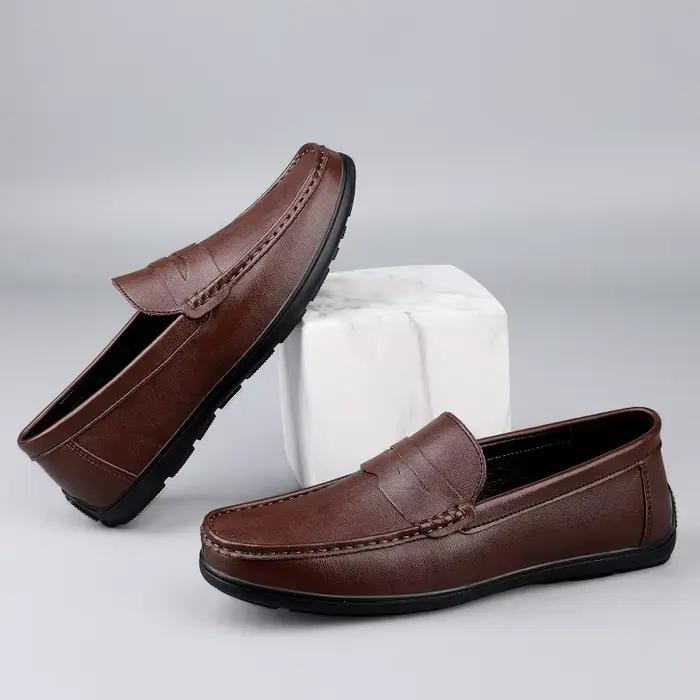 Mocassins en cuir véritable pour hommes