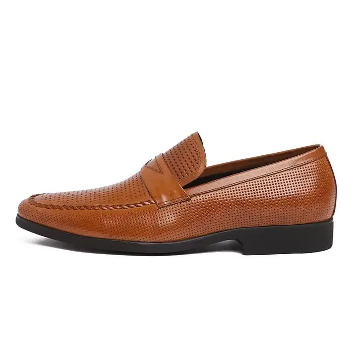 Chaussures simples pour hommes, couvre le pied, chaussures en cuir respirantes et perforées pour hommes, vêtements de travail, fabrication en cuir, style
