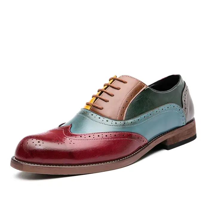 Chaussures richelieu pour hommes tendance couleur blocage Design marque de luxe