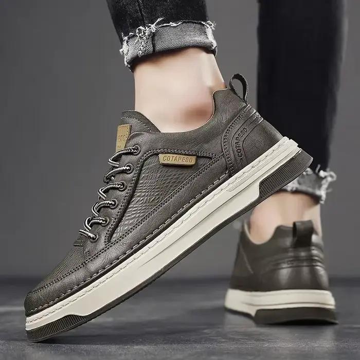 Chaussures en microfibre et PU décontractées YEAE pour homme, baskets plates noires et blanches, pour loisirs et travail, confort et style élégant