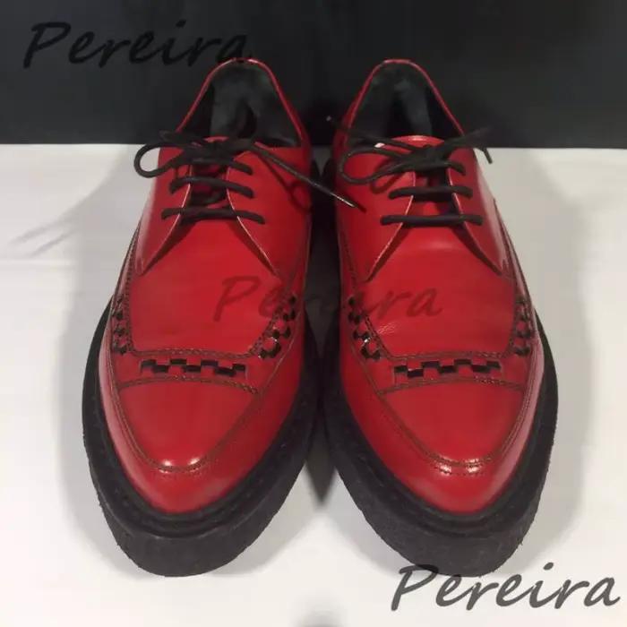 Chaussures Derby en cuir rouge brillant à lacets, imprimé léopard, boucle métallique, semelle épaisse, chaussures décontractées pour affaires, chaussures habillées tendance pour hommes